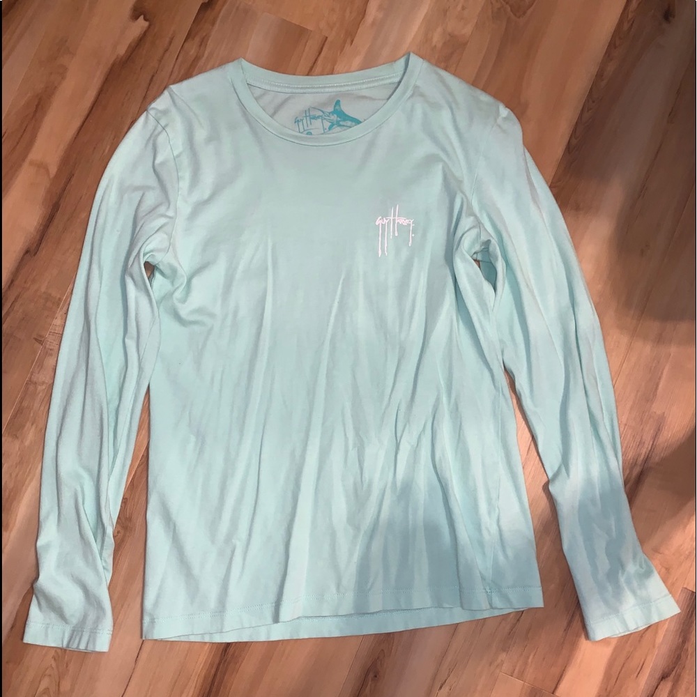 light blue long-sleeved tee